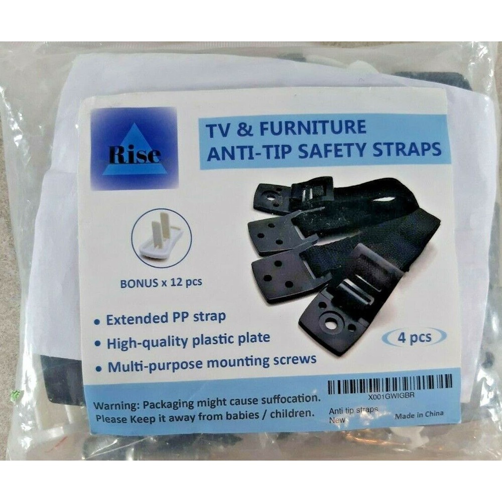 TV & Furniture Anti Tip Mounting Straps 4 Pieces by Rise